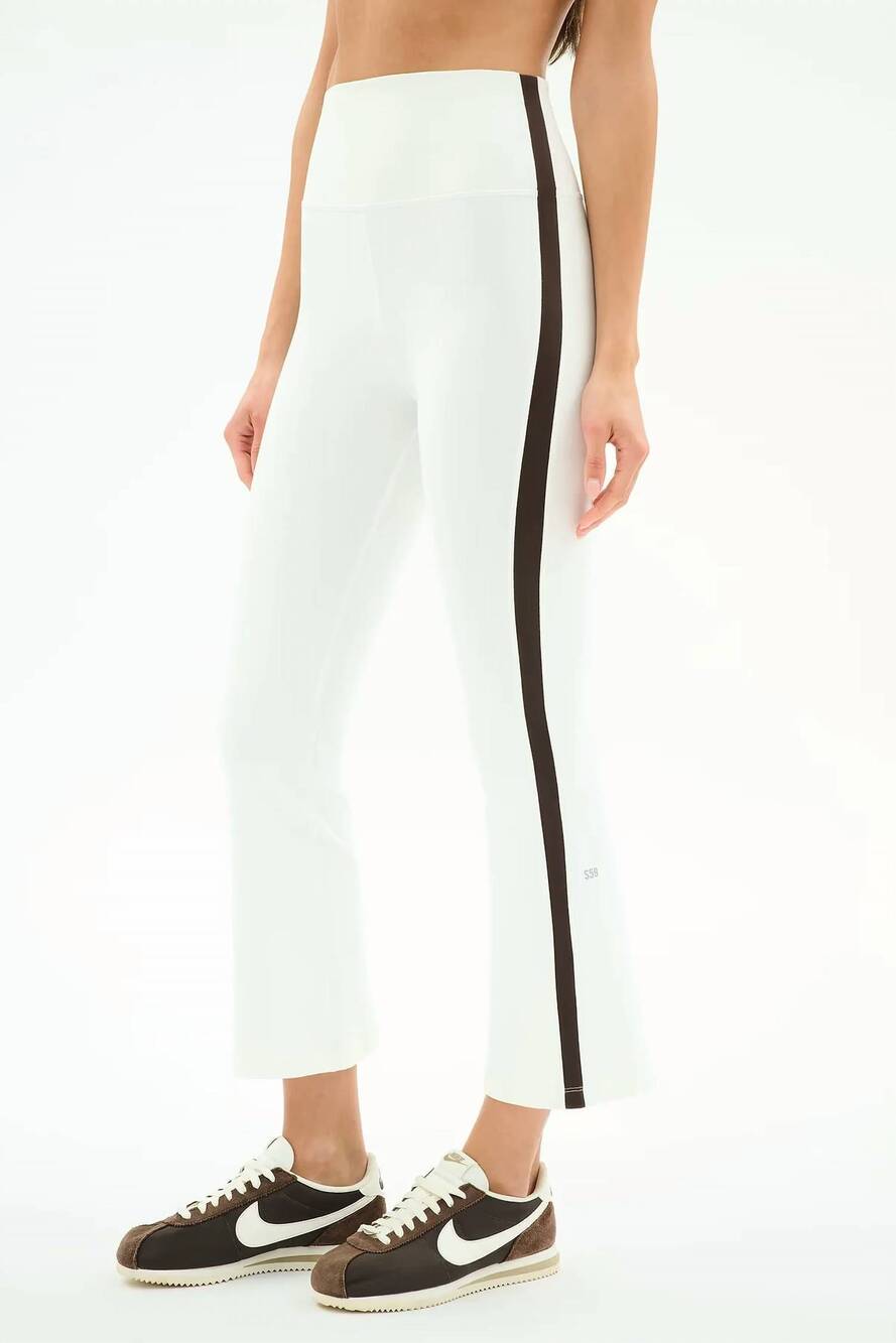 NEW SPLITS59 raquel high waist supplex crop pants in white/dark choco